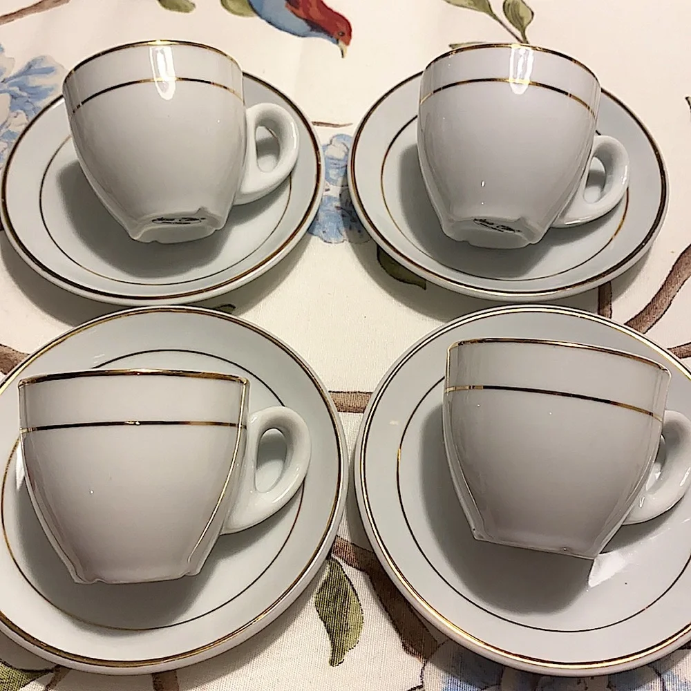 Casa Elite Mini Cups and Saucers With Gold Rims